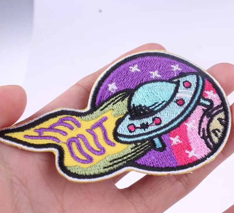Prajna UFO космический пластырь Железный на рок стражи Галактики пластыри дешевые вышитые Parches для одежды Наклейки Аппликации DIY