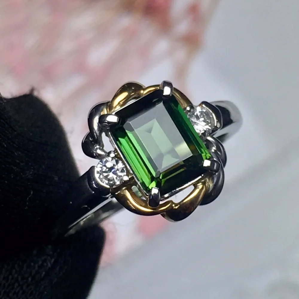 Ювелирные изделия из настоящего чистого золота Pt900 100% натуральный зеленый