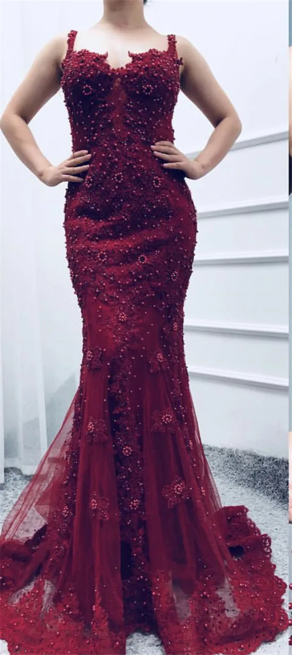 wine red Розовые сексуальные элегантные вечерние платья кружевные груши алмазные Русалка Формальное вечернее платье настоящая фотография LA6355 - Цвет: wine red