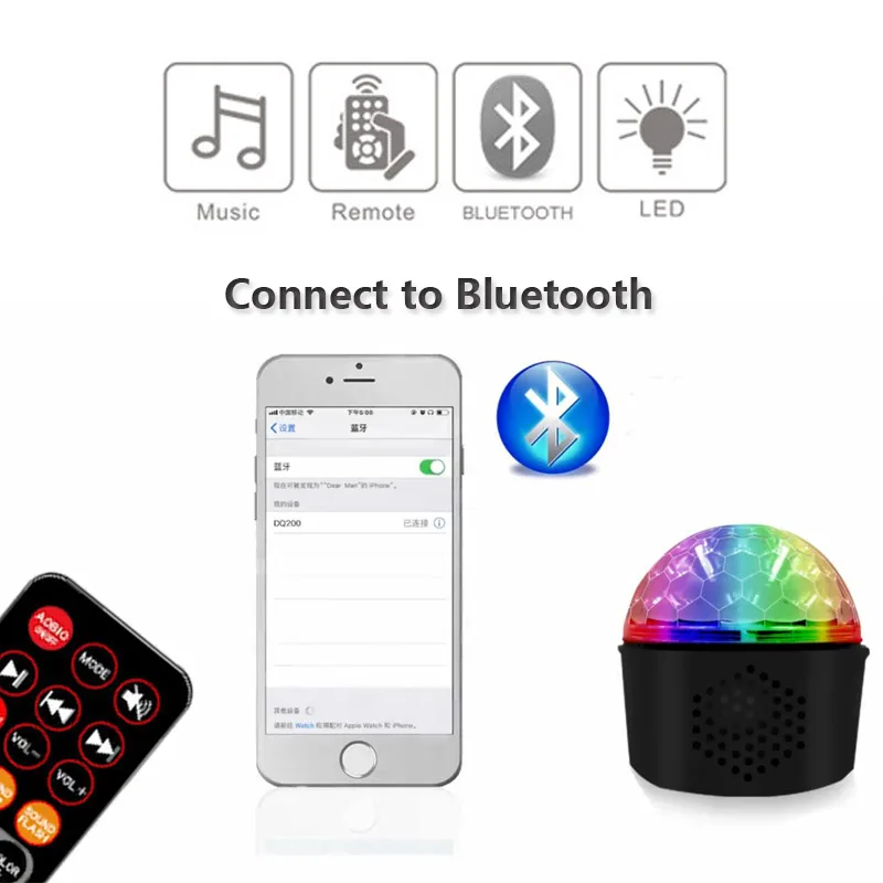 USB Bluetooth сценический свет красочный хрустальный шар ночной динамик с подсветкой 3 в 1 Магия для вечерние диско Шоу Дети прикроватный Декор