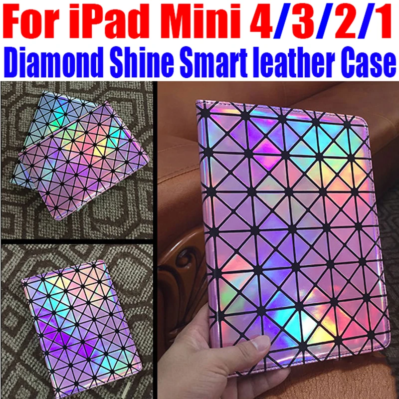 Для iPad Mini 4/3/2/1 Luxury Fashion бриллиантовый блеск смарт кожаный чехол для 4 + Экран пленки