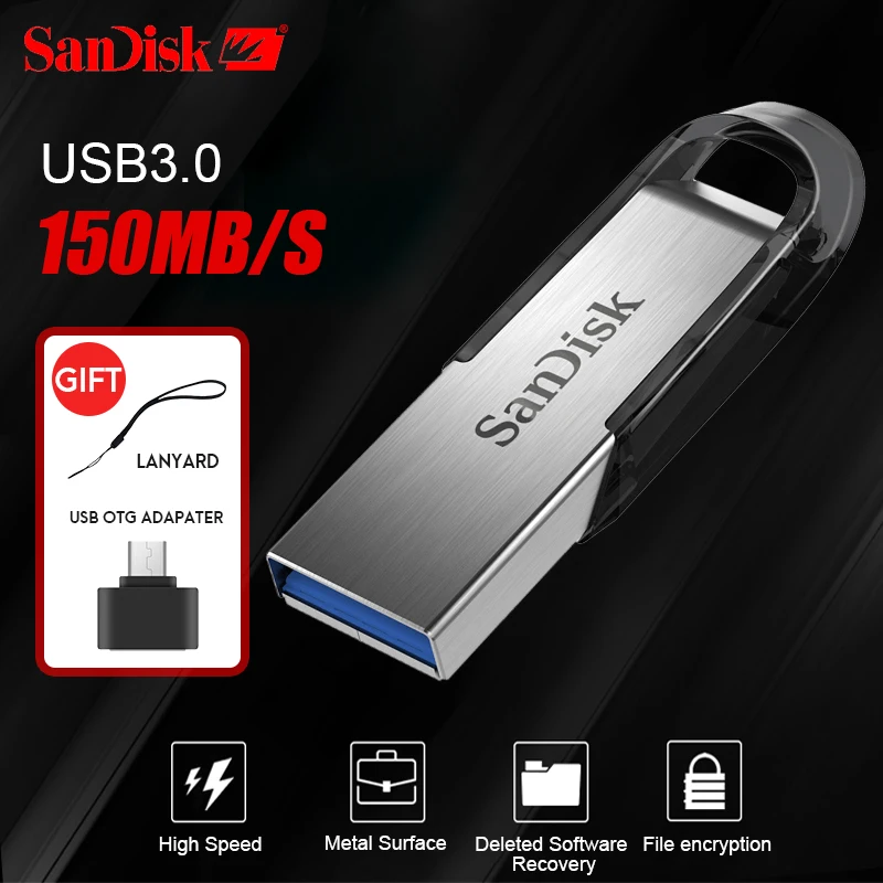 Оригинальный SanDisk USB3.0 накопитель Ultra Flair флешки CZ73 USB Flash Drive 64 ГБ 32 16 128 поддержка