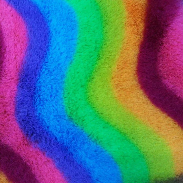 Искусственный мех жаккардовая семицветная Радужная полосатая игрушечная ткань