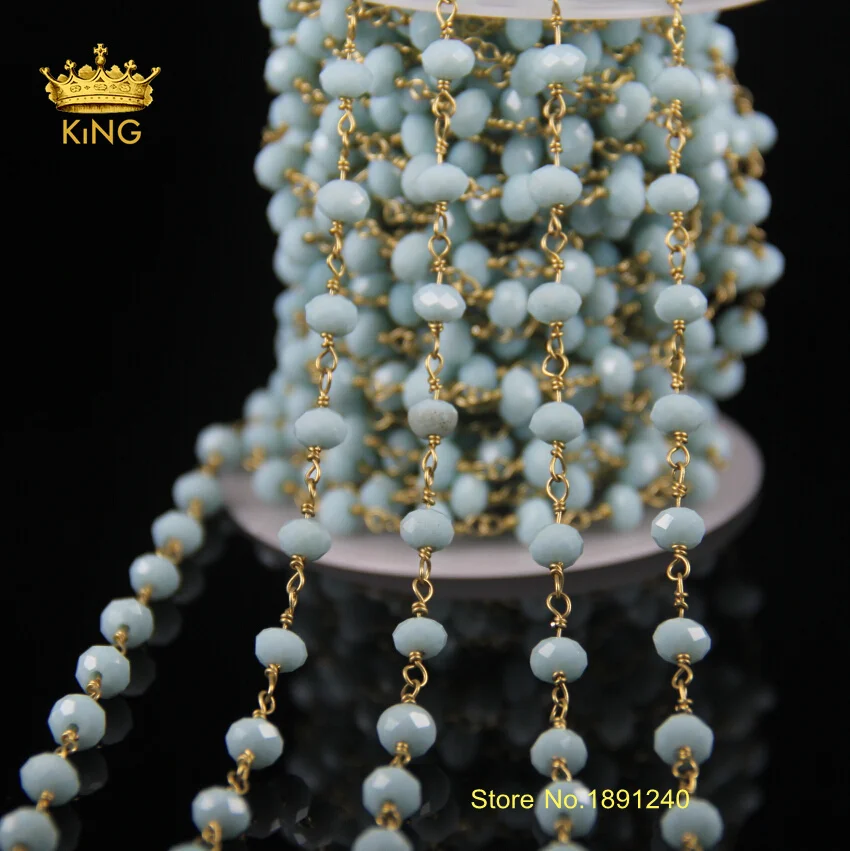 5 метров граненый Rondelle форма Абака стеклянная цепочка с бусинами из драгоценных