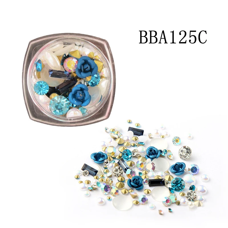 BBA125C AddFavor 3D украшение для дизайна ногтей Стразы для ногтей смешанных цветов акриловые золотые металлические жемчужины инкрустация камешки для дизайна ногтей драгоценные камни - Цвет: BBA125C