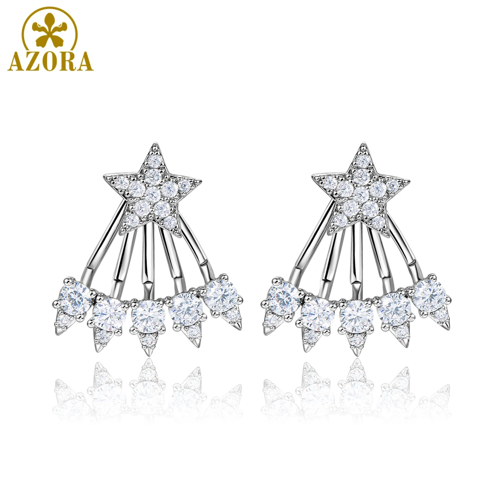 Азора пять когтей AAA + Clear Cubic Zirconia в виде пентаграммы серьги капель с Стразы