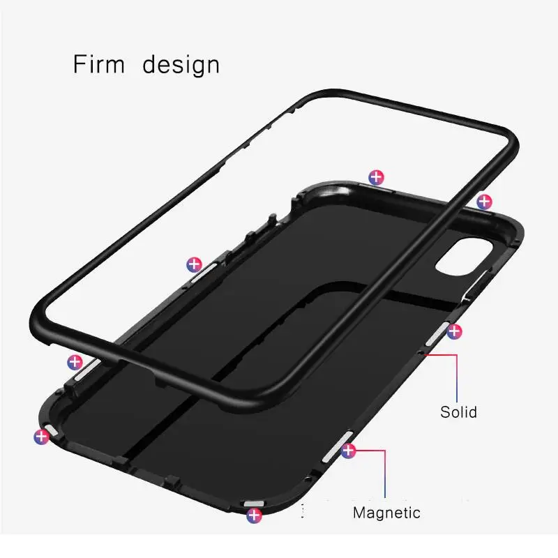Магнитная адсорбции чехол для iPhone X 8 7 Plus закаленного Стекло 6 6s плюс металл ультра