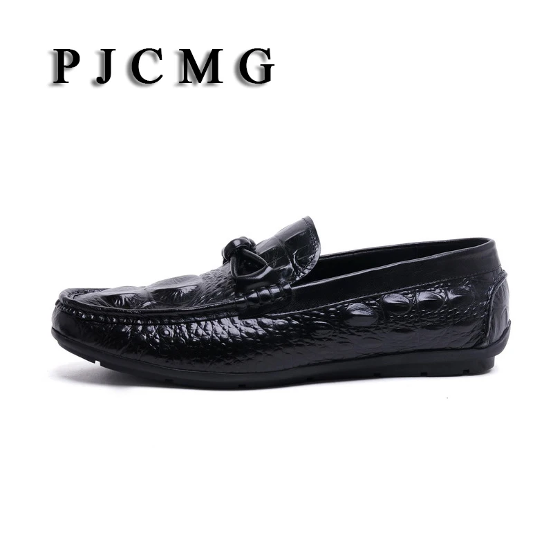 Туфли PJCMG мужские из натуральной кожи крокодиловые пятна повседневная обувь