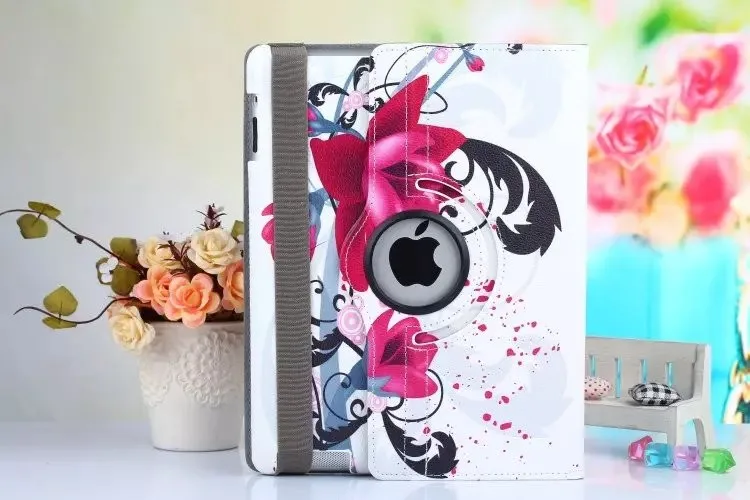 360 градусов вращающийся Печатный чехол для Apple iPad 2/3/4 Чехол-книжка из искусственной кожи чехол крышка с Смарт Холдер с подставкой для iPad 2/3/4