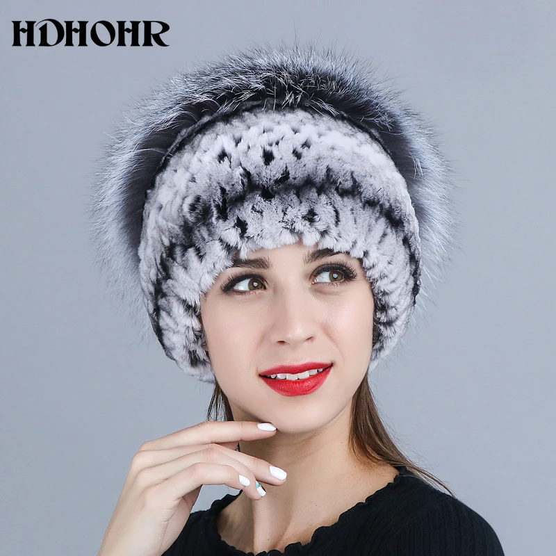HDHOHR 2020 Новые шапки из натурального меха настоящая женская Шапка бини