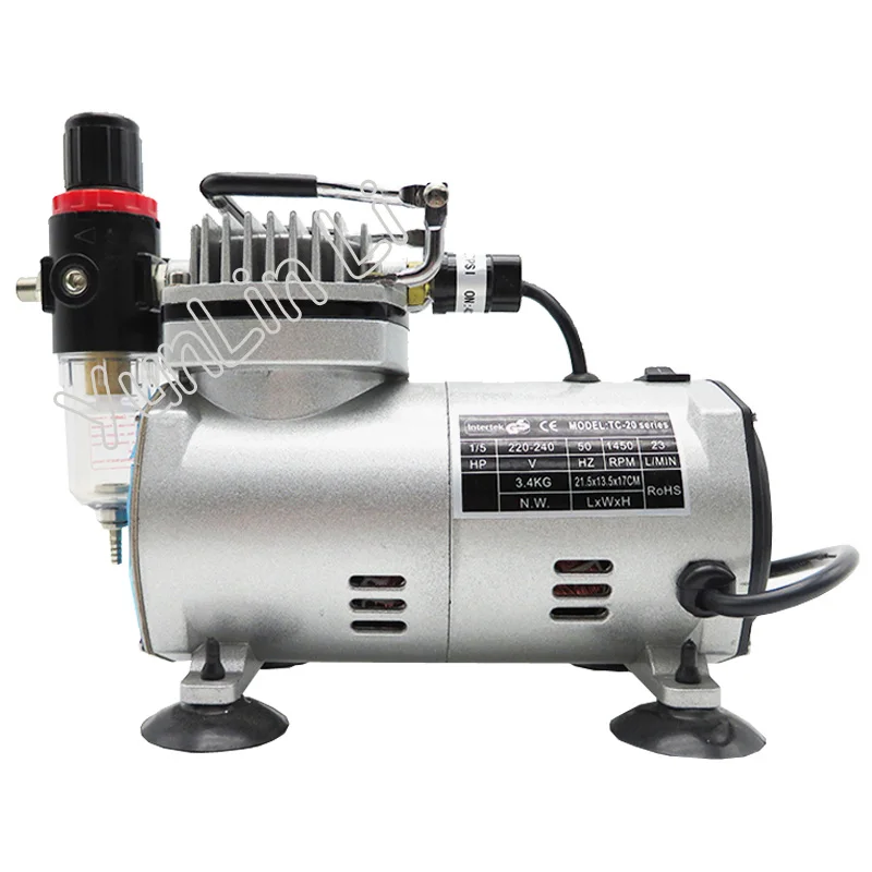

220V 23-25 L/min 1/5Hp Small Electric Piston Vacuum Pump Airbrush Compressor MS18-2