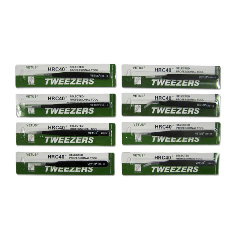 

8pcs/lot VETUS ESD 10 to 17 stainless steel anti-static tweezers SMD rework soldering hand tools
