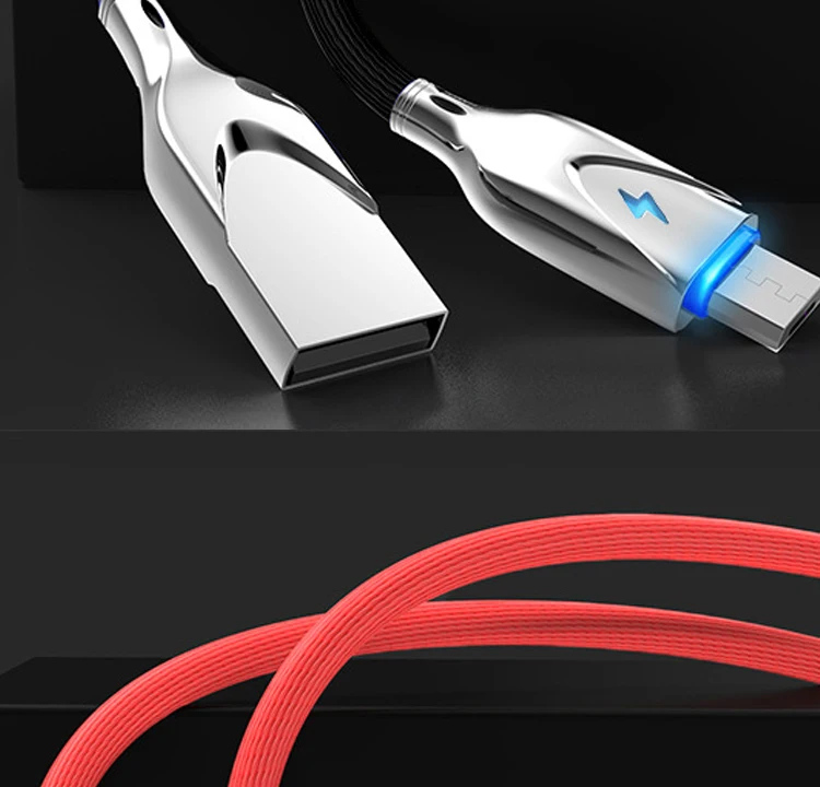 2.3A цинковый сплав Micro USB type-C кабель для iPh светодиодный светильник для быстрой зарядки данных кабель для мобильного телефона