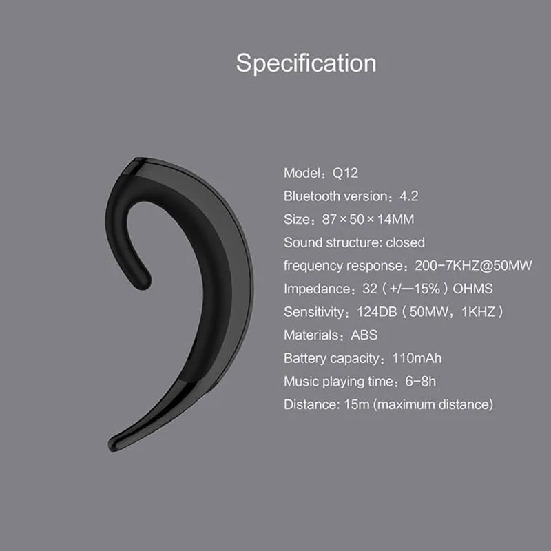 Беспроводные наушники с костной проводимостью Q12 Спортивная Bluetooth-гарнитура