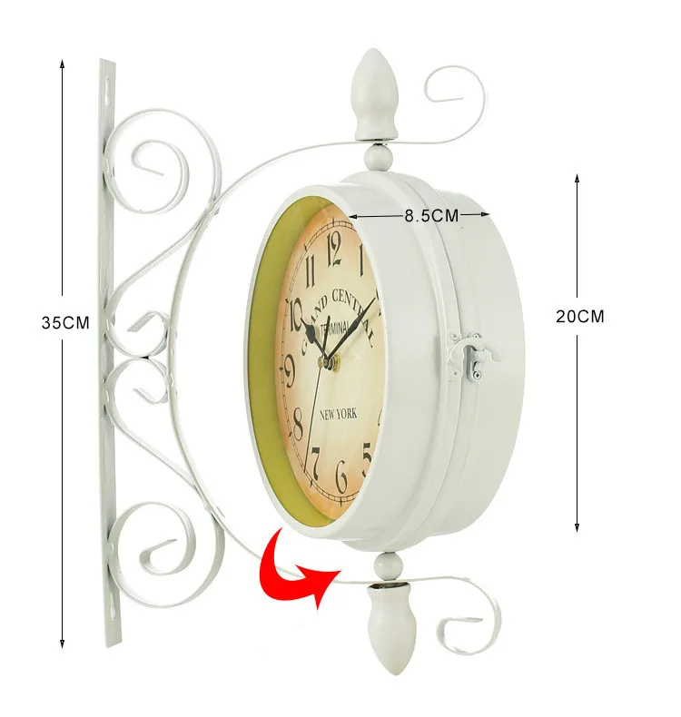 

Double Sided Wall Clock European Retro Digital Wall Clocks Home Decoration Accessories Vintage Hanging Watch Double Sided Silent