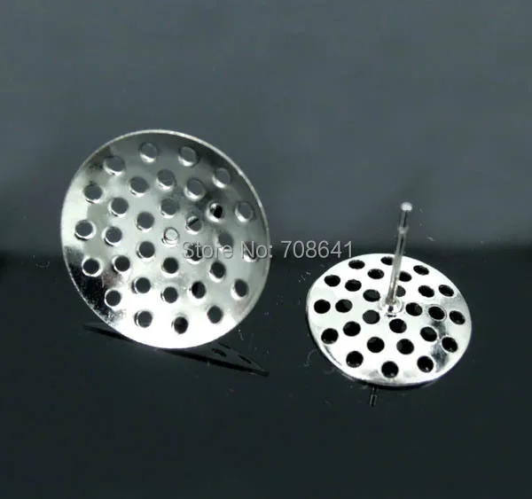 Пустая круглая филигрань колпачки базы шпильки серьги Настройки ювелирных