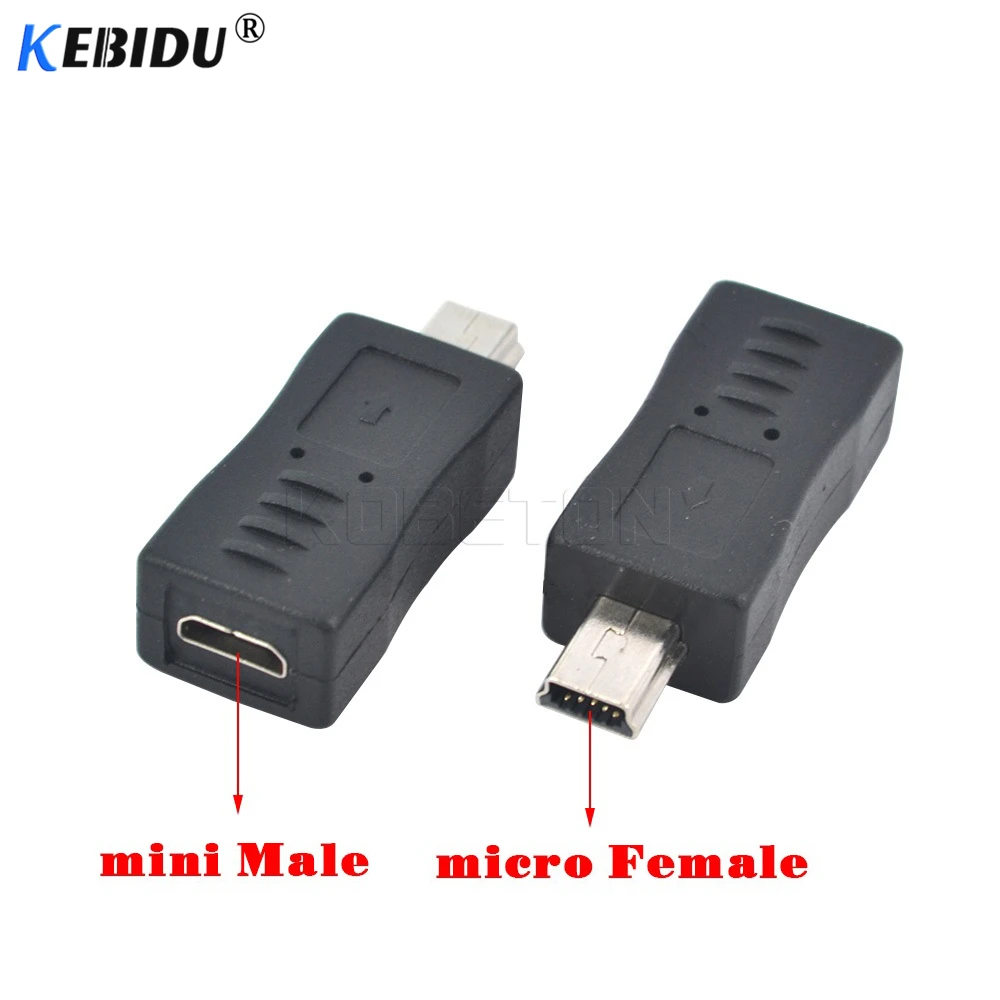 Kebidu 1 шт. черный микро/мини USB гнездо к Мини/микро Штекерный адаптер зарядное