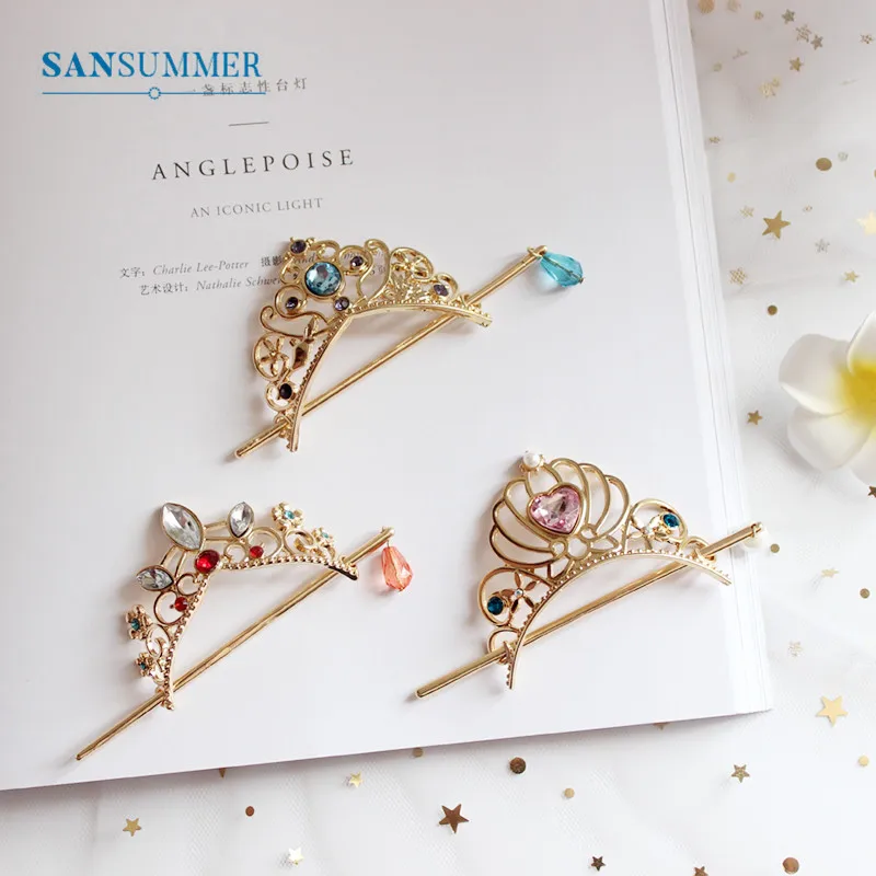 SANSUMMER заколка для волос серия Алиса для девочек милые драгоценные камни Корона шпилька свадебные аксессуары для волос темперамент Изысканная шпилька для волос 5950