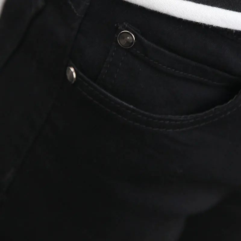 Модные Повседневные черные мужские брюки Удобные Хлопковые Бриджи реальный