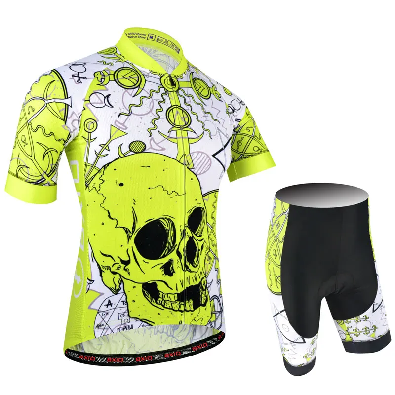 BXIO Pro Team Skull велосипедная одежда из лайкры с коротким рукавом и манжетами Roupa Ciclismo