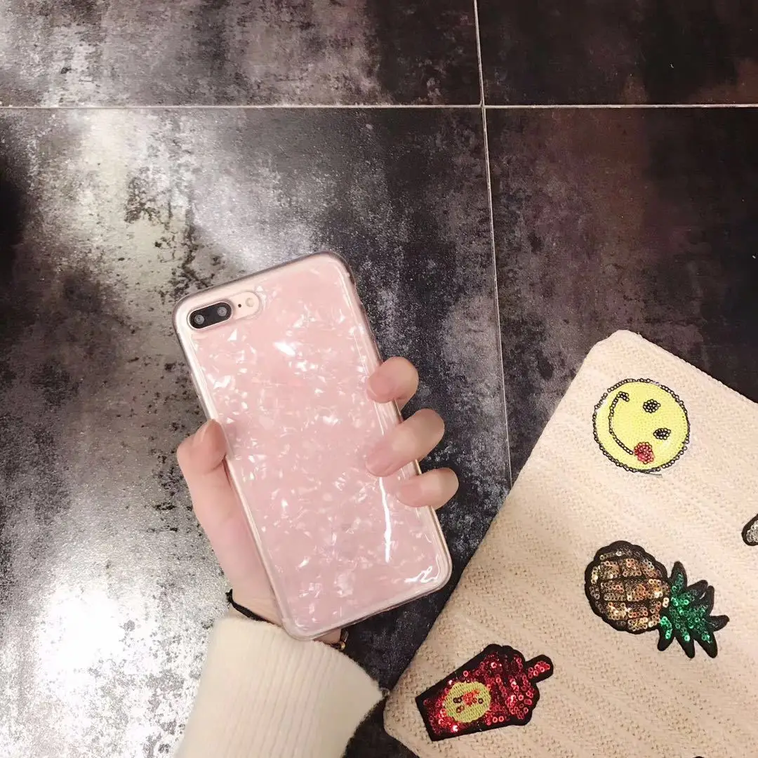 Conch Shell White Phone Case Luxury Shining High quality Plastic Back Cover For iphone 7 8 plus x Coque Capa |