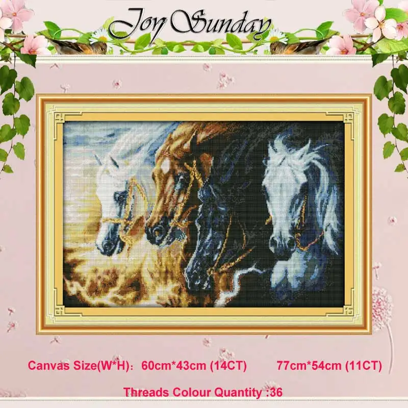 Galloping steed 2 Лошадь семья Белая лошадь животные Счетный 11CT 14CT Набор для вышивания крестиком DIY DMC Набор для вышивания крестиком вышивка рукоделие домашний декор - Цвет: Galloping steed 2