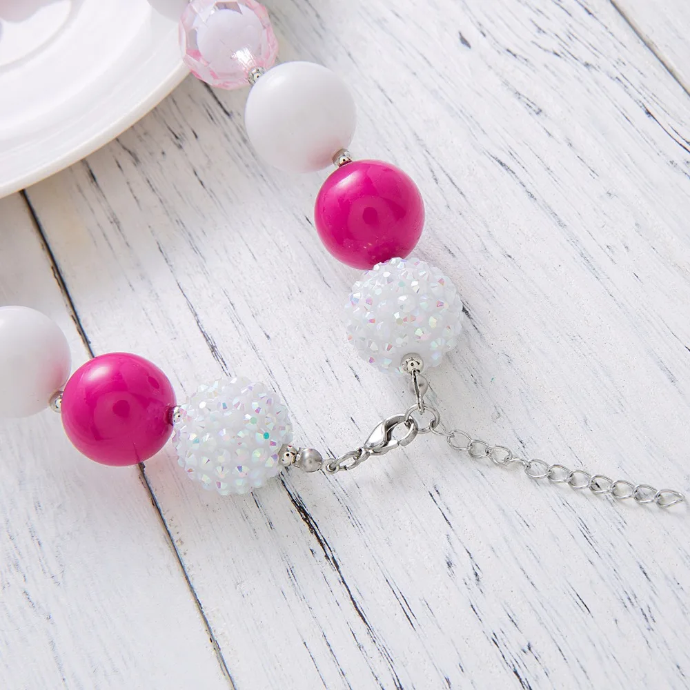 Cute Pink Bubblegum Bead Newest Design Handmade DIY Jewelry Kid Chunky Necklace Baby For Children | Украшения и аксессуары