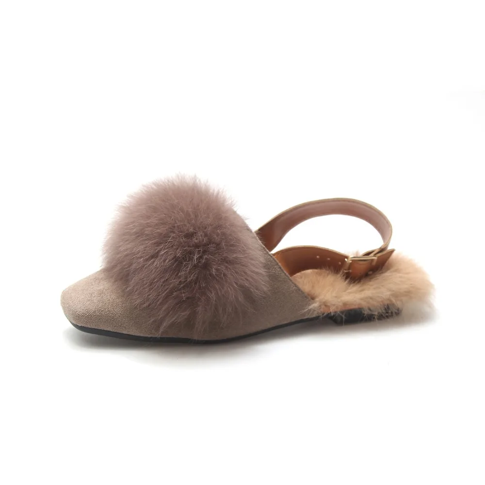 Наружный пушистый мех лоферы с пряжкой плюшевая обувь zapatos mujer коллекция 2019 года