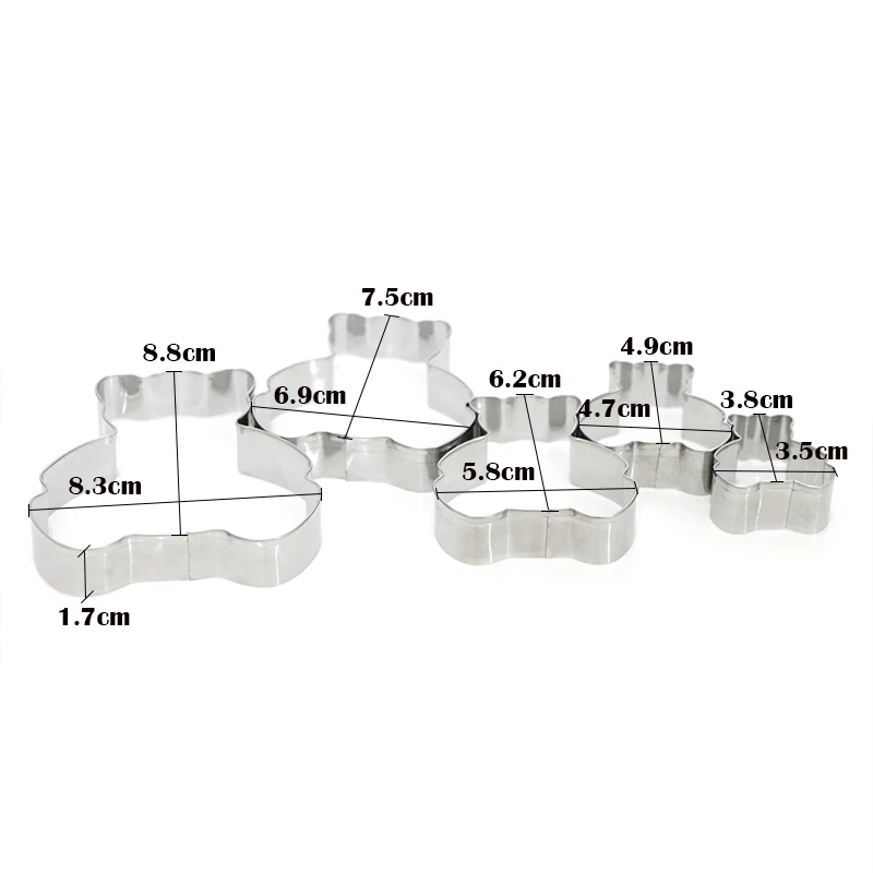 

Starlinkstar 5 Pc Cartoon Xiong-shaped Cake Mold Stainless Steel Cookie cutters Bear Chocolate Baking Mold