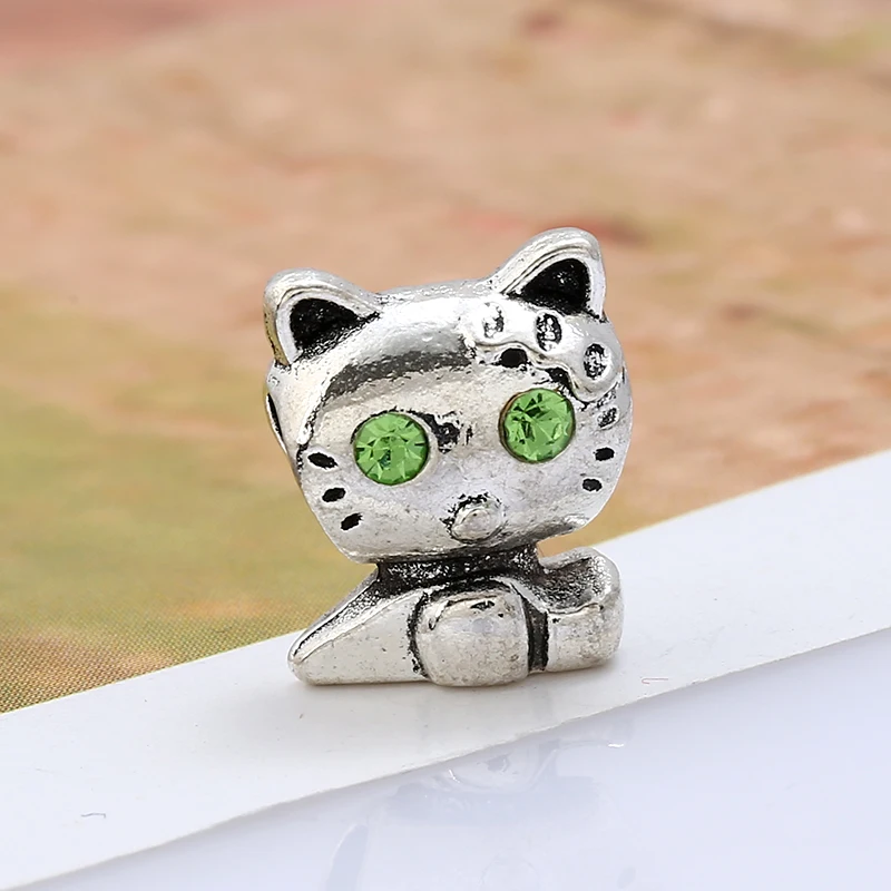 LZHLQ милый кот металлическая бусина для женщин DIY компоненты браслета 2017 модные