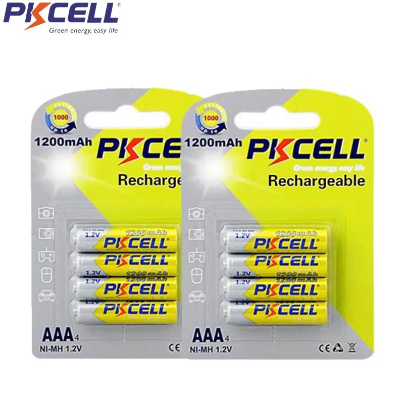 8 шт. аккумуляторные батареи PKCELL aaa 1 2 в с картами 1200 мАч | Электроника
