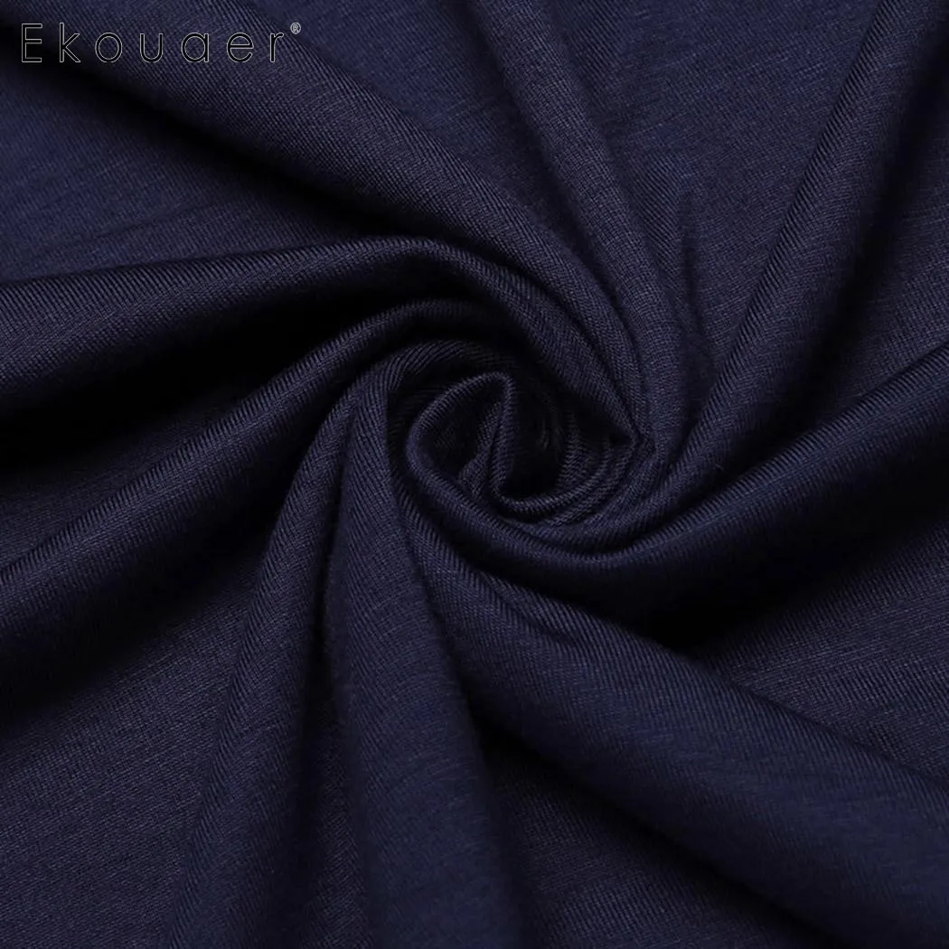 Ekouaer женская ночная рубашка с v образным вырезом и коротким рукавом свободная