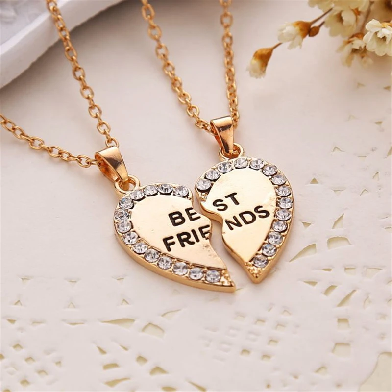 Ожерелье для лучших друзей Love Couple ожерелье 2 BFF с разбитым сердцем золотым горным