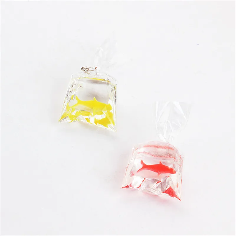 Trendy New 3D Plastic Acrylic Gold Fish Bag Shape DIY Jewelry Charms Ornament Accessories Material Earring Floating Charm Craft | Украшения