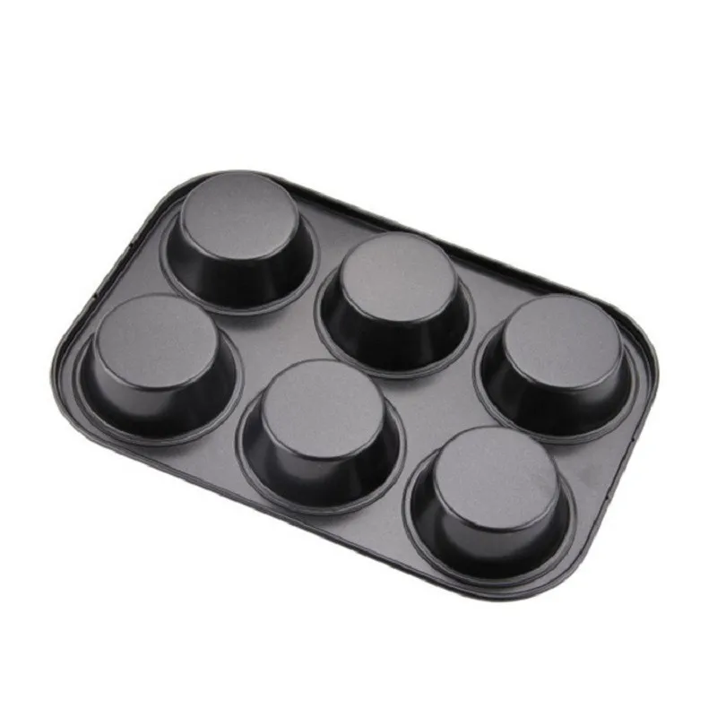 6 Cups Carbon Steel Cupcake Baking Tray Cake Pan Nonstick 3d Tools |