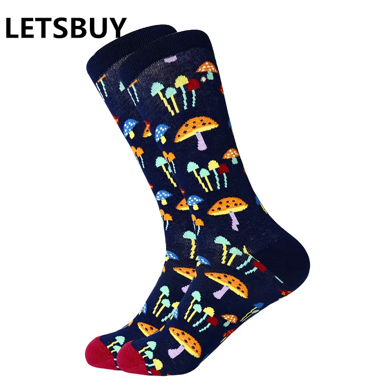 LETSBUY 1 пара мужские носки цветные чесаные хлопковые повседневные с принтом