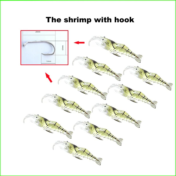

10 pcs/ lot Fishy Smell Artifical Shrimp Soft Fishing Lures with The Hook