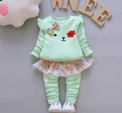 picture color BibiCola/комплекты одежды для маленьких девочек хлопковые топы+ штаны г. Весенне-осенний комплект одежды для детей, комплект одежды для девочек, детская одежда - Цвет: picture color