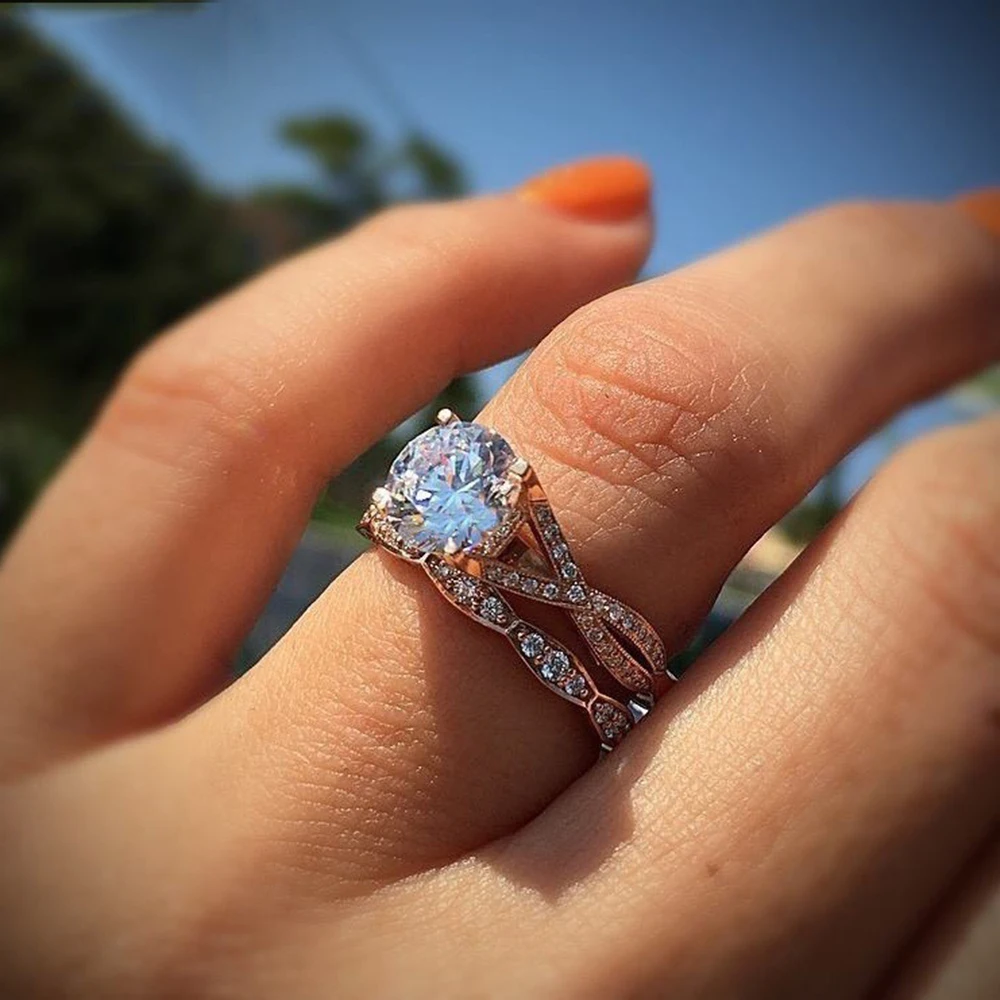 2 шт./компл. Для женщин классический парные ювелирные кольца золото