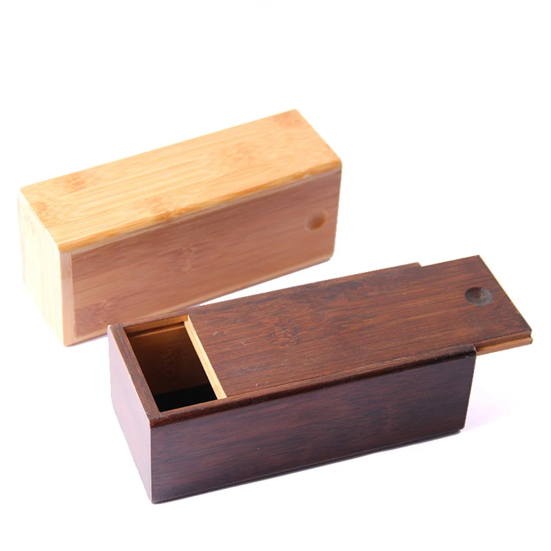 

New bamboo dyed brown hand-made bamboo-wooden box high-grade sliding lid pull-out glasses box primary bamboo sunglasses box
