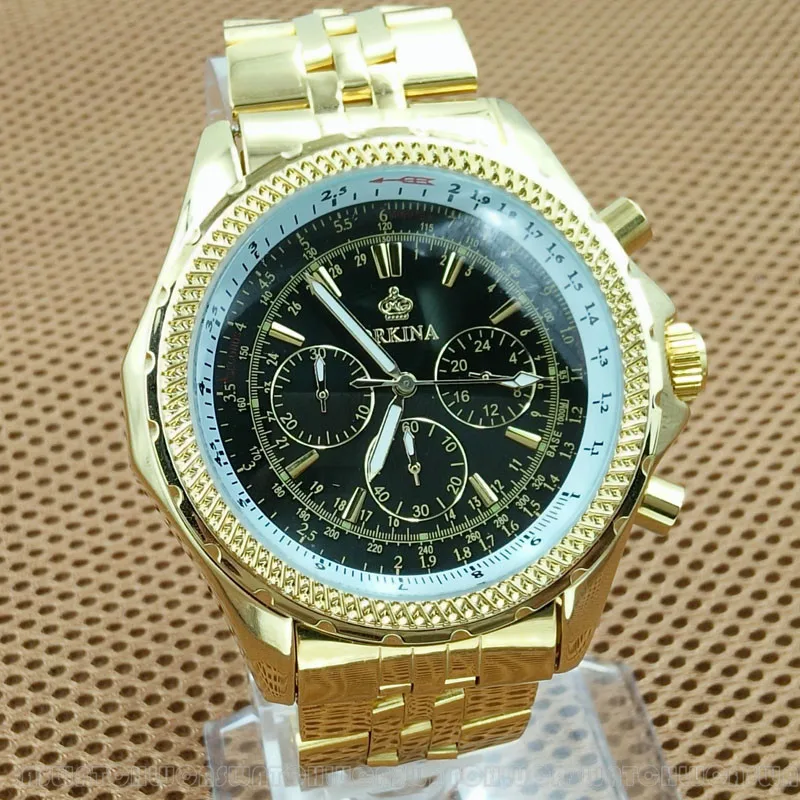 ORKINA часы Мужские кварцевые корпус из нержавеющей стали белый циферблат золотые