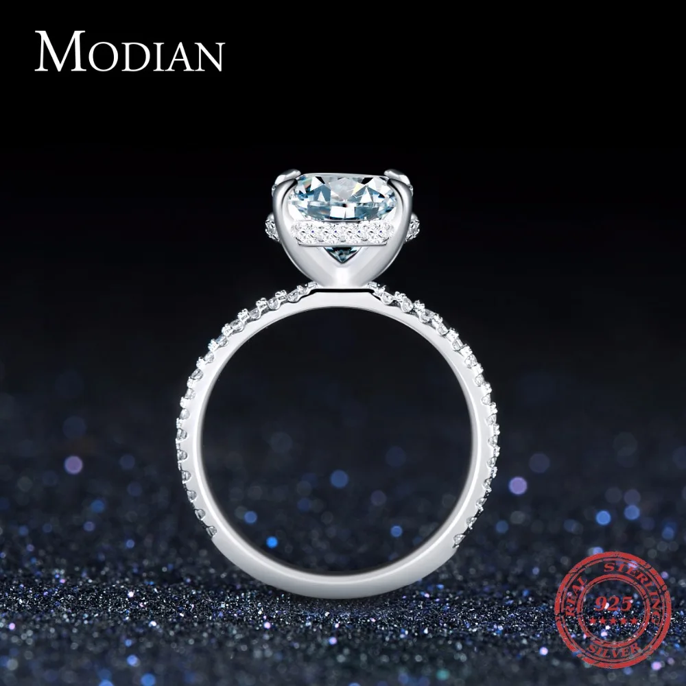 Modian Роскошная натуральная 925 Серебряное кольцо классический 4CT 10 сердца стрелы с