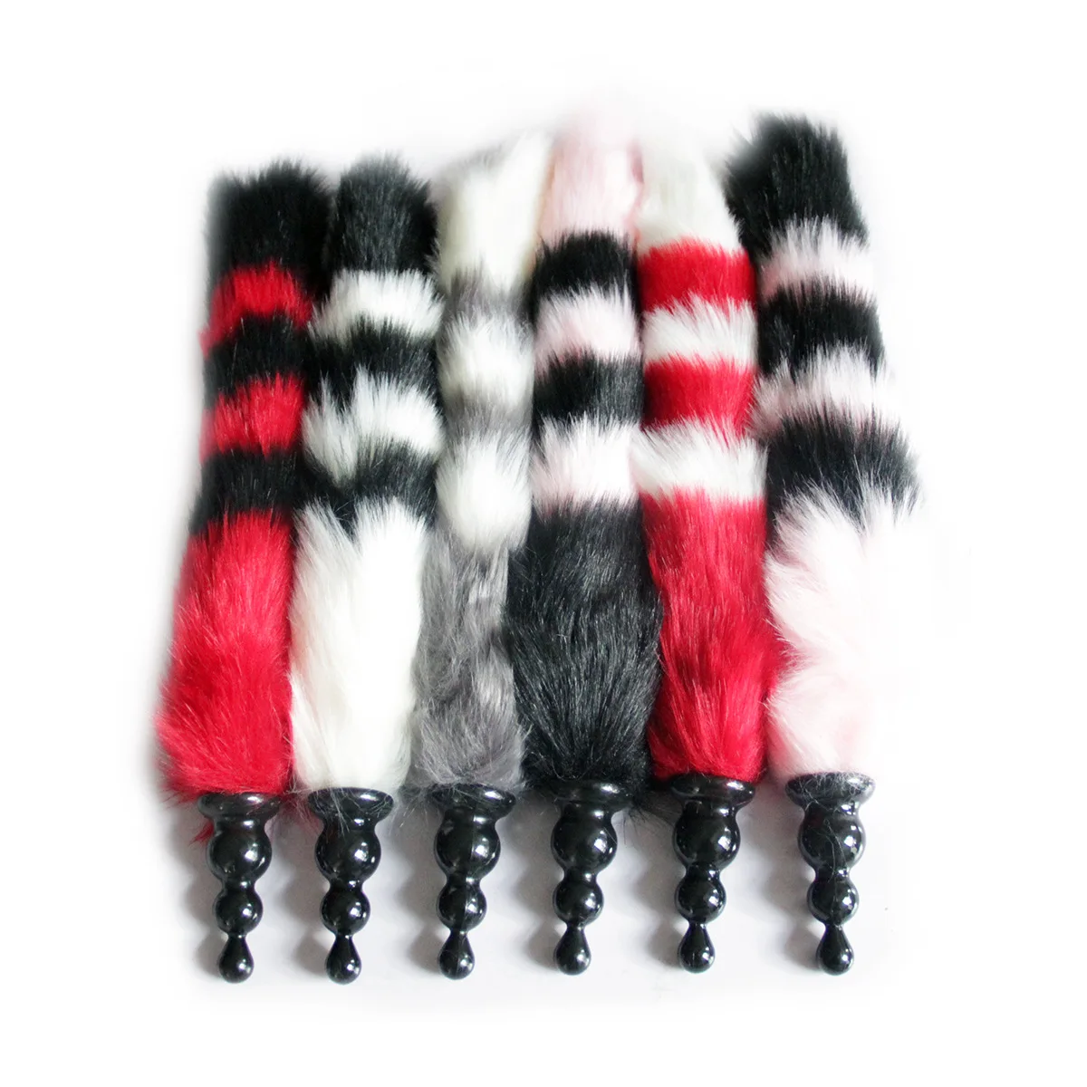 6Colors Anal Sex Toys with Fox Tail Beads Black Silicone Butt Plug Couple Erotic Cosplay for Women And Men. | Красота и здоровье