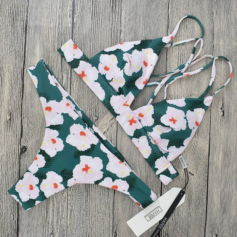 2019 New Floral Micro Bikini Set Push up Bikinis Women Brazilian Bottom Swimsuit Bathing Suit for Mini Swimwear Badpak |