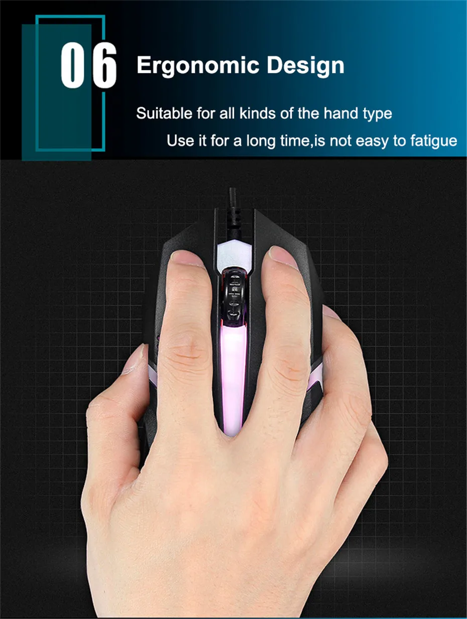 Проводная игровая мышь для компьютера USB геймерские мыши RGB светильник 1600 dpi профессиональная Проводная игровая мышь для ноутбука