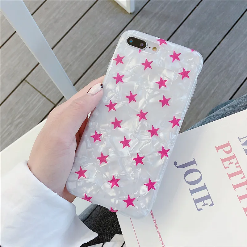 Fashion Soft TPU Phone Case For iPhone X XS Max XR SeaShell Stars Pattern Cover iphone 8 7 6 6S Plus Red Five-pointed |