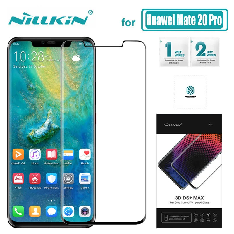 Стекло защитное закаленное 9D для Huawei Mate 20 Pro 3D DS + Max защита экрана с полным