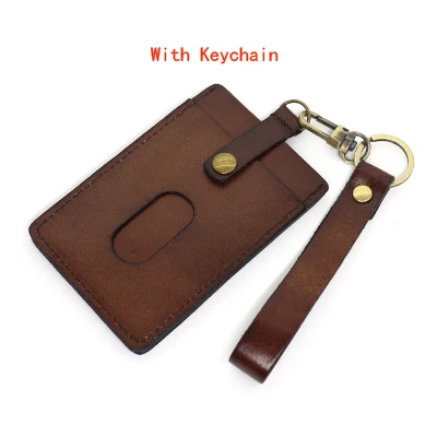 Coffee-Keychain Alisara ID Чехол для бейджа топ из воловьей кожи выдвижной ремешок вертикальный ID держатель Брелок Бизнес автобус Имя тег держатели для ключей - Цвет: Coffee-Keychain