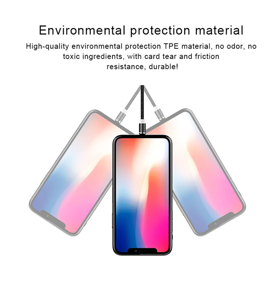 Нейлоновый Магнитный кабель для быстрой зарядки 3 в 1 микро usb Type C IPhone X 7 8 6S XS Xiaomi