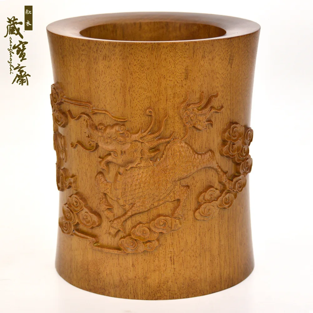 

Wood carvings unicorn pen pen crafts ornaments upscale office Decoration Wenfangsibao